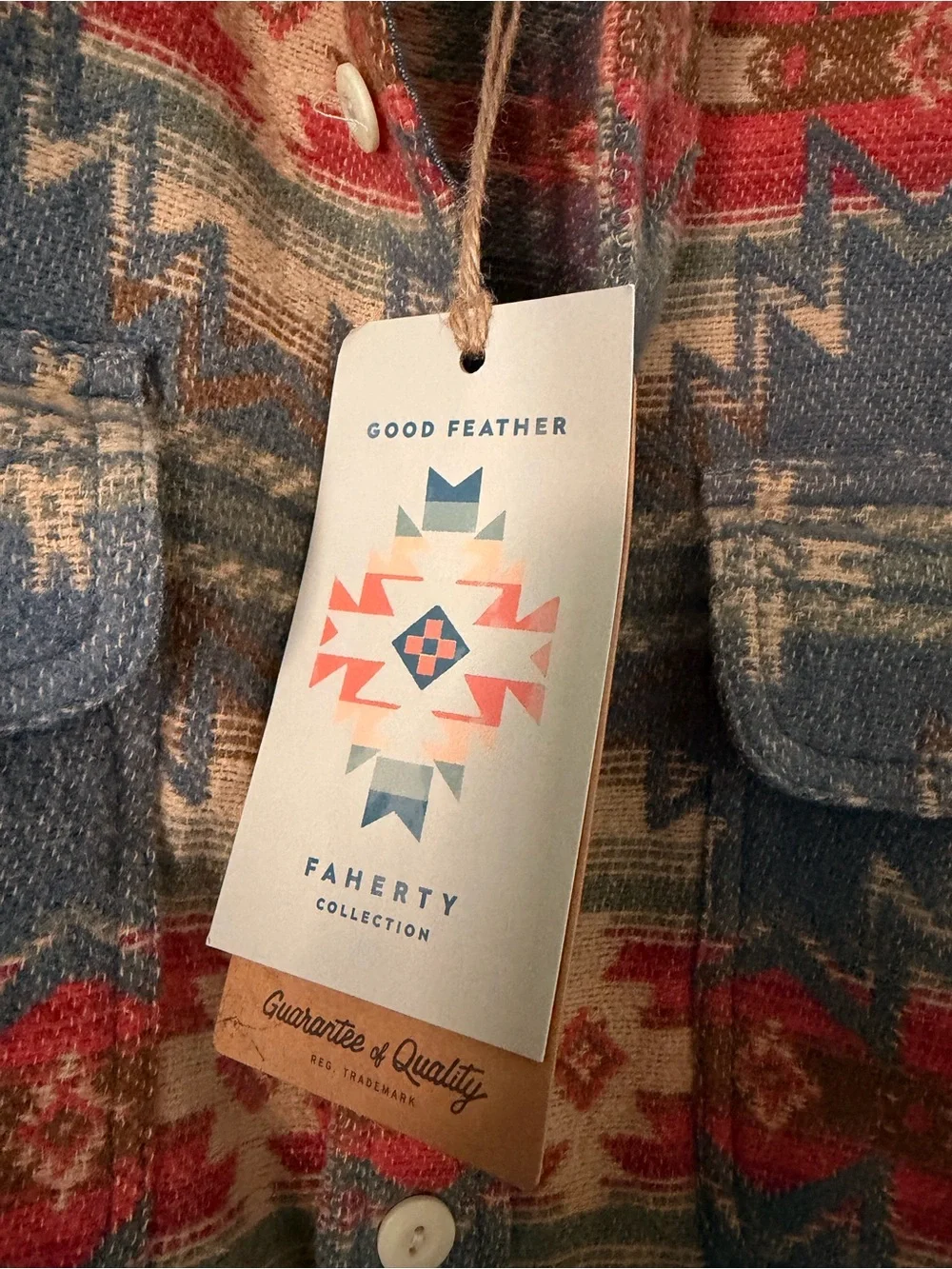 Faherty Multi-Color Patterned Lightweight Shacket NWT XL